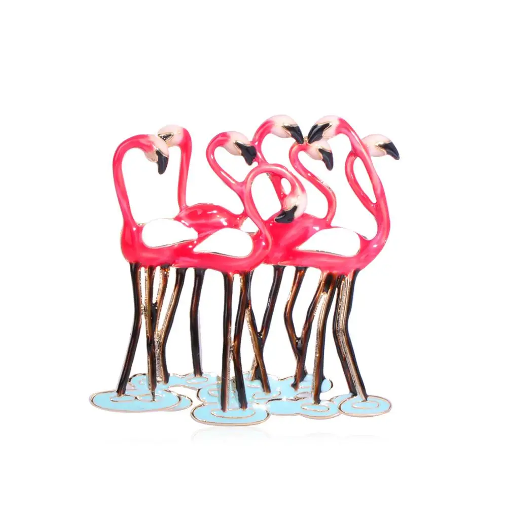 Брошка MECHOSEN Vivid Group Flamingos эмалированные медные украшения для женщин аксессуары