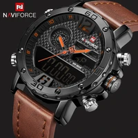 naviforce watch men 30m alarm analog digital leather sports watches army military male quartz clock relogio masculino nf9134
