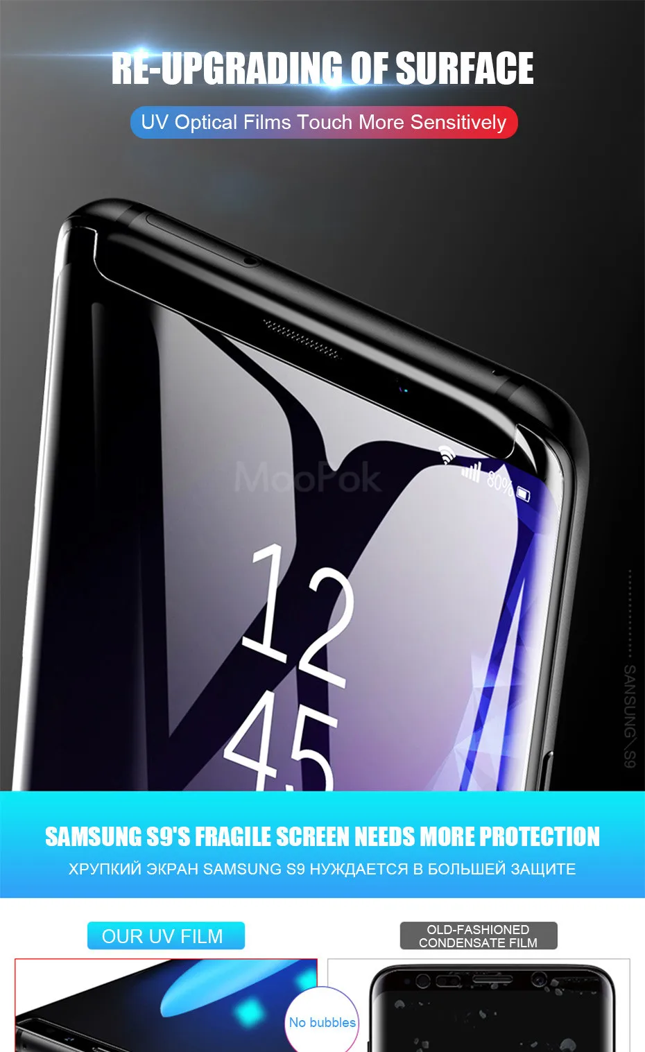 Moopok 15D УФ закаленное стекло для samsung Galaxy S10 S9 S8 Plus S10E Защитное стекло для экрана для samsung S7 Edge Note 8 9 пленка