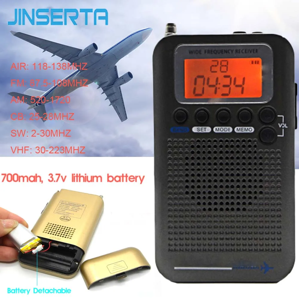 Aircraft Band Radio Receiver VHF Portable Full Band Radio Recorder for AIR/FM/AM/CB/VHF/SW Radio 2020 New