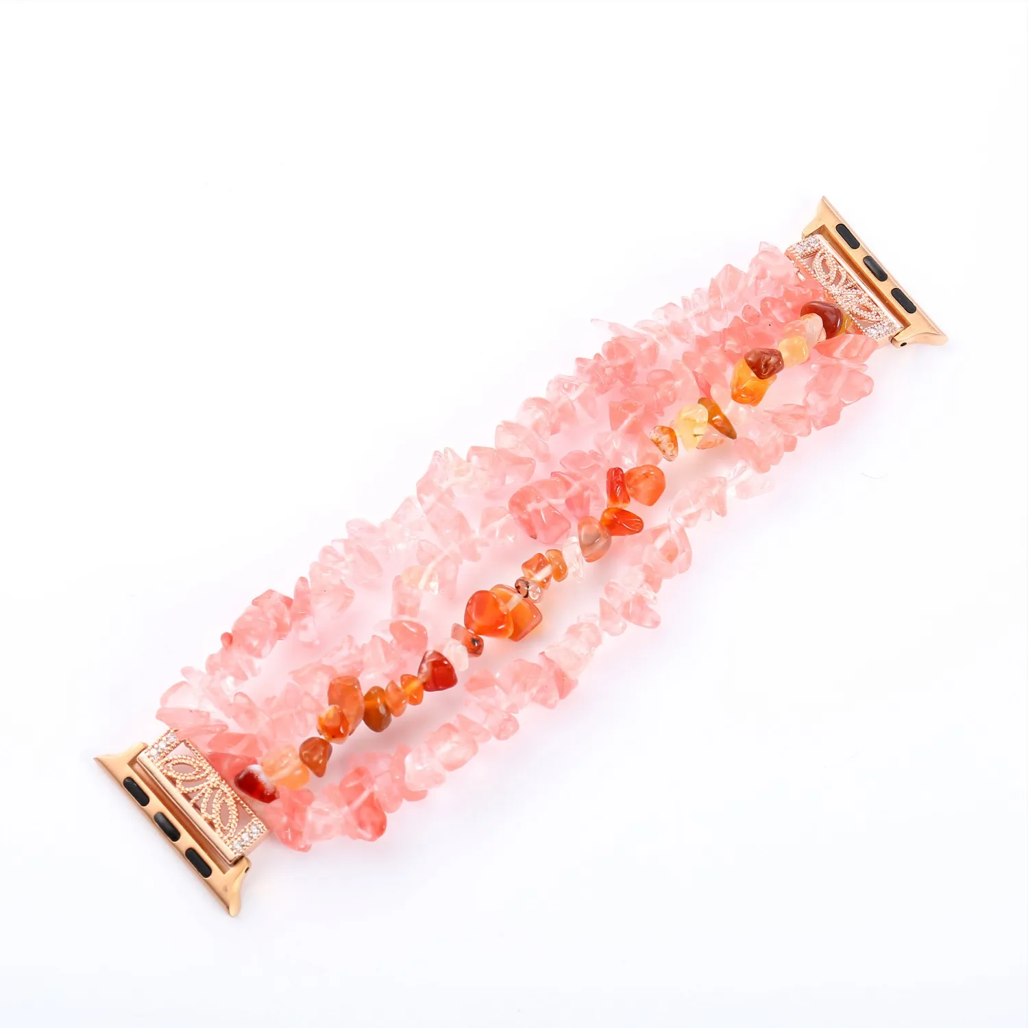 Watermelon Red Женский браслет с кристаллами для Apple Watch, ремешок серии 1, 2, 3, 4, 5, агат, растягивающийся браслет с драгоценными камнями 38 мм, 40 мм, 42 мм, 44 мм, ремешок на запястье - Цвет: Watermelon Red