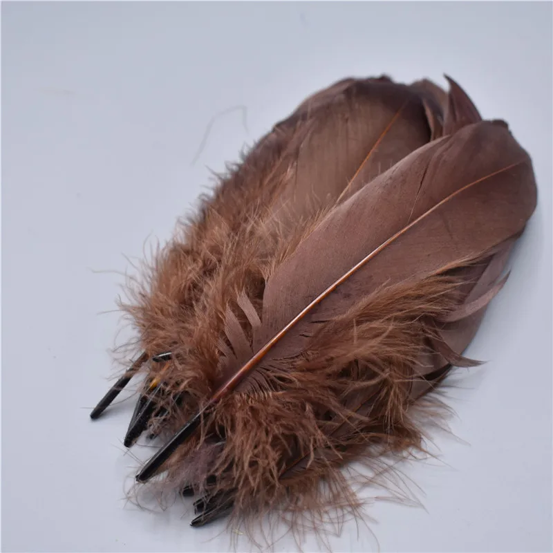 Deep Brown Высокое качество, натуральные гусиные перья для рукоделия, 5-7 дюймов/13-18 см, самодельные ювелирные изделия, перо, свадебное украшение для дома - Цвет: Deep Brown