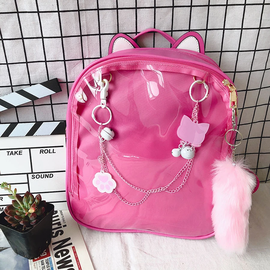 Прозрачные рюкзаки для женщин с милыми кошачьими ушками Ita Bookbags женские яркие