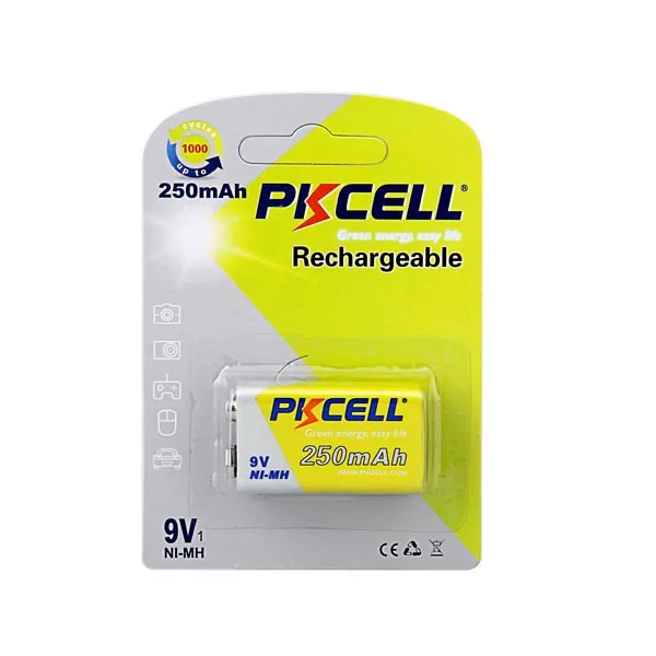 1 упаковка PKCELL NI MH 6F22 250Mah 9V перезаряжаемая батарея|battery mosquito|battery r6pbattery grip for camera |