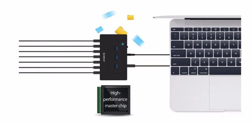 ORICO USB 2,0/3,0 концентратор 10 портов usb-хаб 5 Гбит/с адаптер питания высокоскоростной сплиттер адаптер для ПК LaptopNotebook-черный