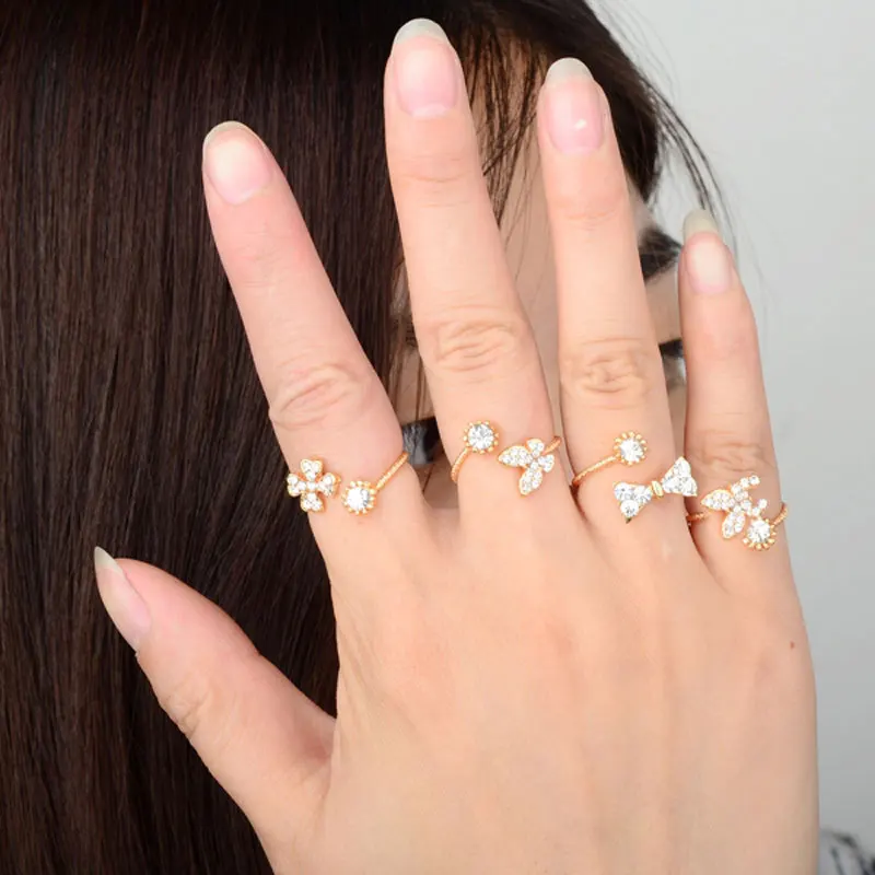 10 шт./лот панк Бант Цветок набор колец на палец модные ювелирные изделия Кристалл