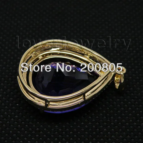 Новинка элегантные кулоны с аметистом 14K желтое золото алмазная подвеска груша