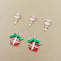 10pcs drop oil lollipop gift box charms alloy enamel pendant floatings earring bracelet making diy jewelry christmas gift yz392
