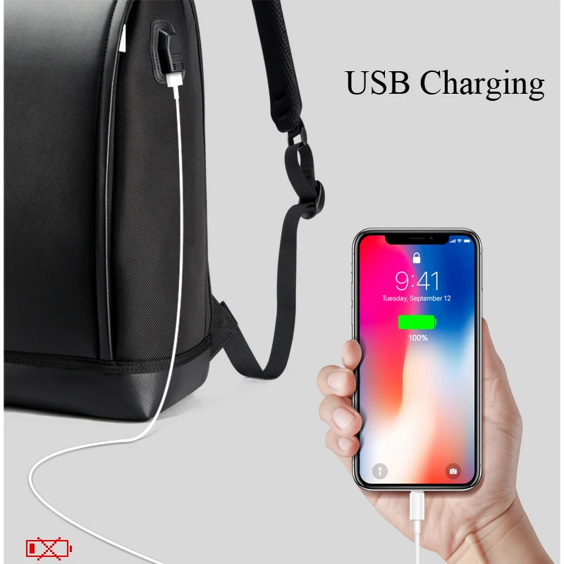 BOPAI рюкзак для ноутбука Внешний USB порт зарядки для 15,6 дюймов Компьютерные рюкзаки противоугонные водонепроницаемые сумки для мужчин Прямая поставка