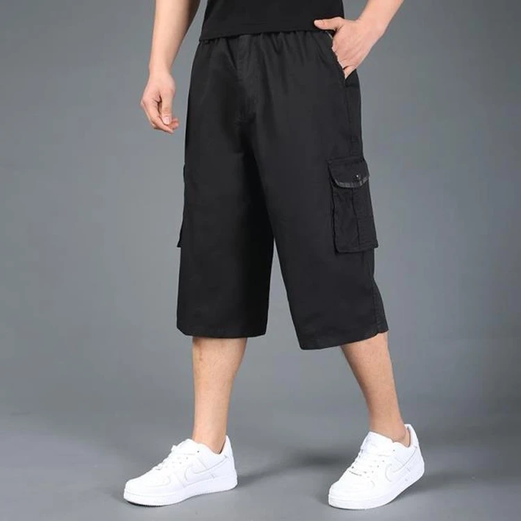 Летние мужские шорты размера плюс, xxl, 4xl, 5xl, 6xl, хлопковые повседневные шорты цвета хаки с эластичной резинкой на талии, короткие брюки в стиле хип-хоп, большие