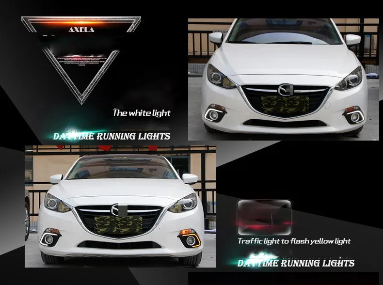 Высокое качество! 12 V 6000 k светодиодный DRL дневные ходовые огни чехол для Mazda 3 axela противотуманная фара рамка противотуманная фара автомобильный Стайлинг