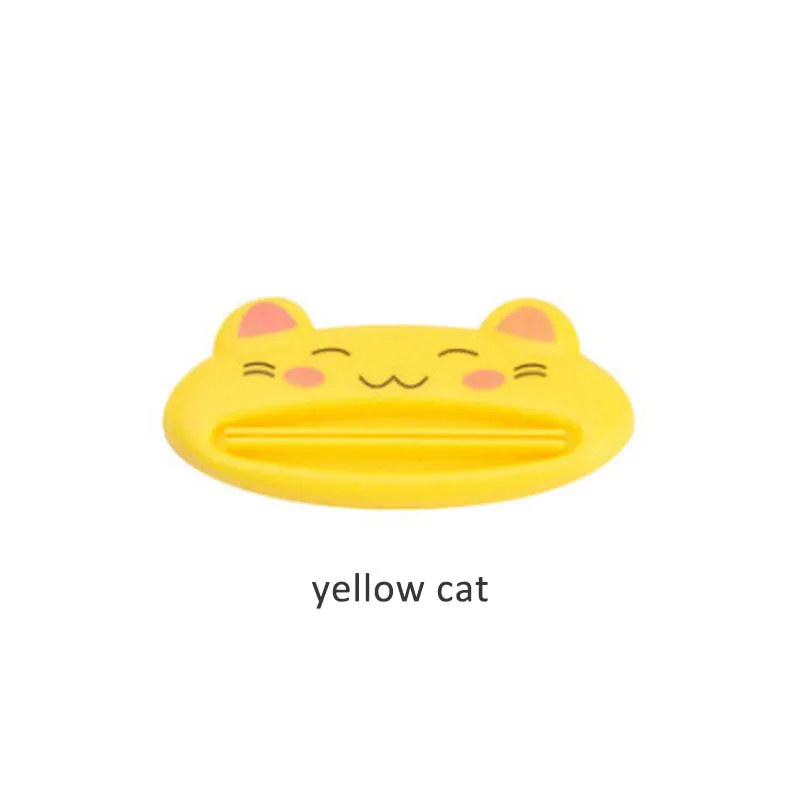 yellow cat Милый животный аппарат для установки заклепок паста 2 шт. выдавливатель для зубной пасты зажим аксессуары для ванной комнаты мультфильм зубная паста дозатор крема соковыжималка - Цвет: yellow cat