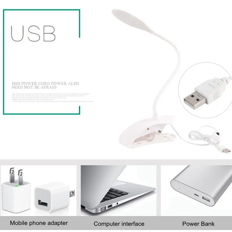 Гибкая Складная Светодиодная настольная лампа с питанием от USB светодиодный