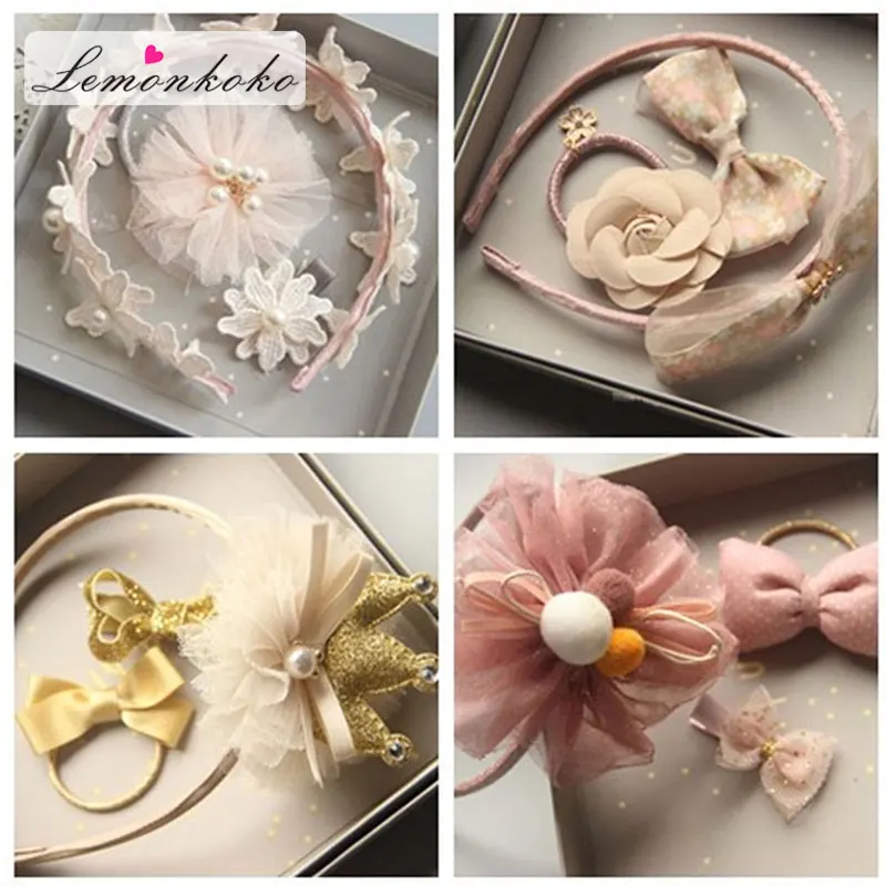 [Lemonkoko] 3 шт. повязка на голову для новорожденных Детская эластичная Кружевная повязка на голову аксессуары для волос для младенцев головной убор для девочек
