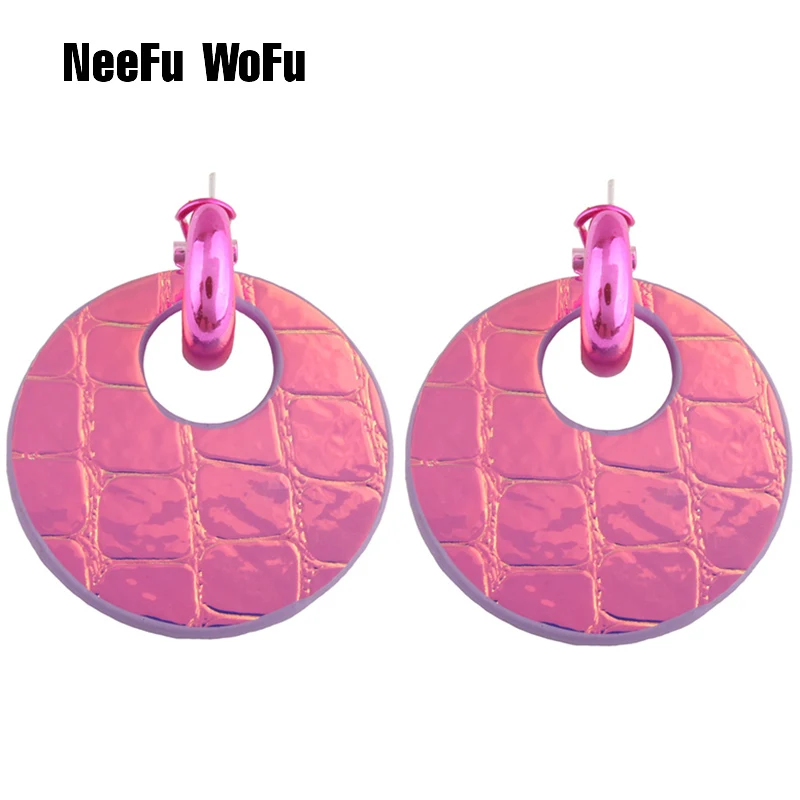 NeeFu WoFu круглые серьги кожаные большие медные женские Brinco Ear Oorbellen рождественский