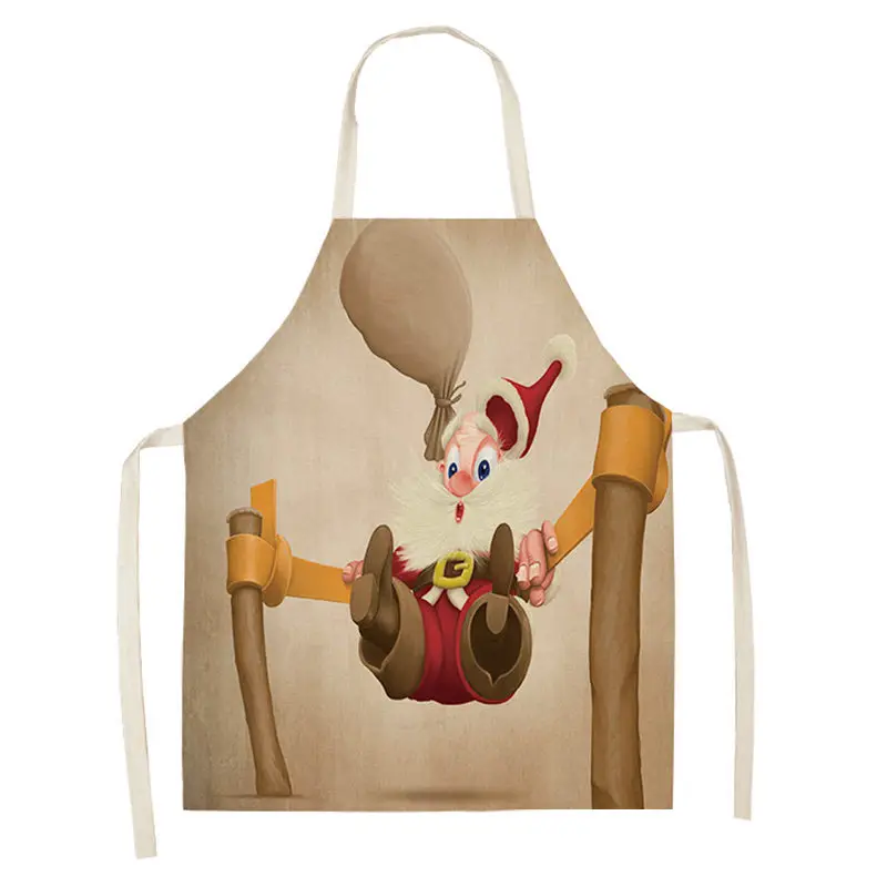 MX0002-6 1 шт. новогодний фартук Санта-Клауса для женщин, фартуки из хлопка и льна, 53*65 см, нагрудник для кухни, аксессуары для выпечки, CM1010 - Цвет: MX0002-6