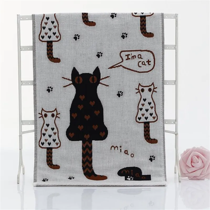 25*50 см детское полотенце для лица I'm a cat Марлевое детское Впитывающее Воду полотенце для душа супер мягкое дышащее - Цвет: brown