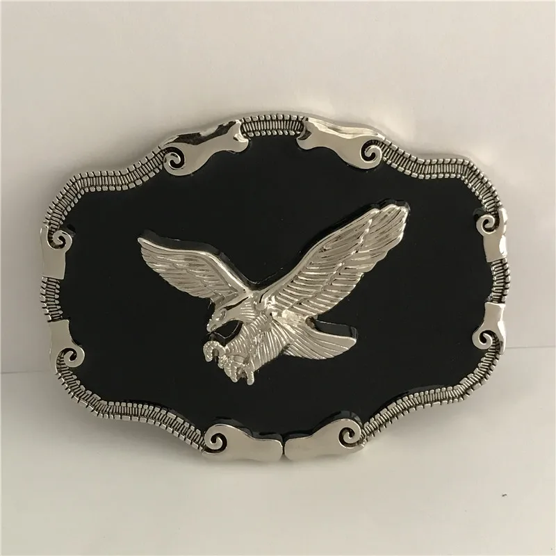 

Retail New Style 3D Silver Eagle Cowboys Belt Buckle with Metal Belt Head Woman Man Jeans Jewelry accessories Fit 4cm Wide Belt