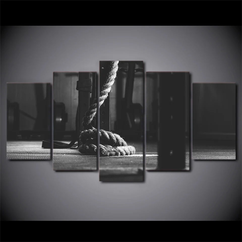 5 Pieces HD Printed Posters Crossfit Gym Paintings Room Decor Modern Frame Wall Art Pictures Canvas Fitness Equipment Photo | Дом и сад