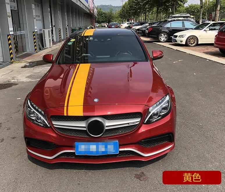 Класс W176 Графика наклейки полоски автомобиля Стикеры s тюнинг-пакет для W176 A45 стороне наклейки Стикеры с черный, красный, желтый цвета; цветная