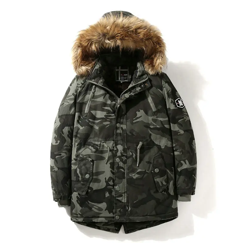 Camouflage Прямая, Мужская зимняя куртка, новинка, парка, пальто для мужчин, пуховик, сохраняющий тепло, модная M-XXL, ABZ38 - Цвет: Camouflage