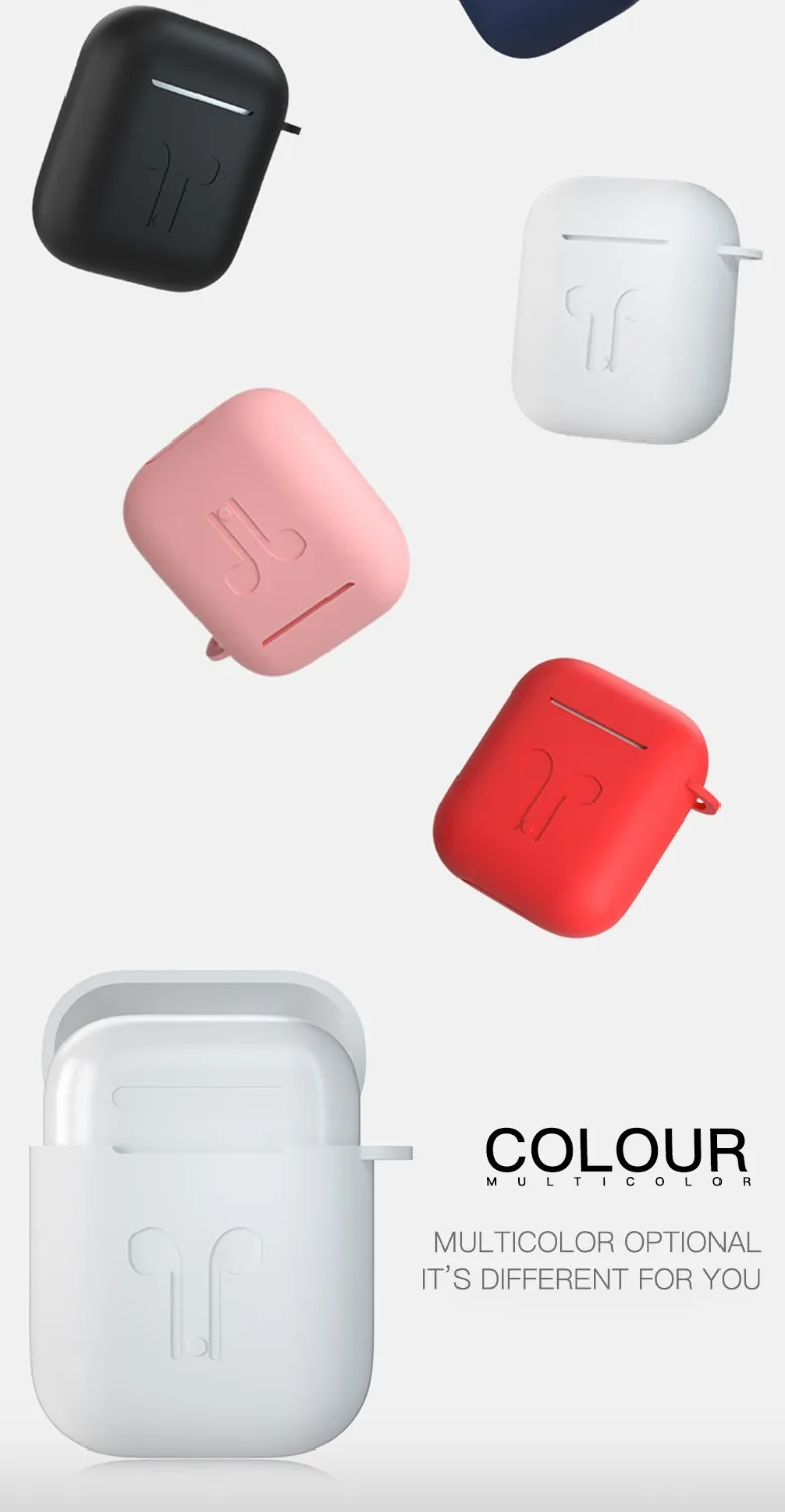 5 шт./компл. Силиконовые чехлы с цепочкой для ключей крюк для Apple Airpods защитный чехол ремень держатель Air стручок селфи-Палка с Bluetooth гарнитура аксессуары