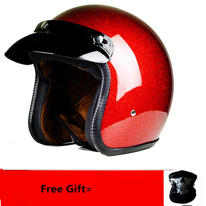 New arrival helmets open face 3/4 helmet personalized mens womens vintage retro motorcycle cascos de motociclistas helmets gold - Цвет: shine red