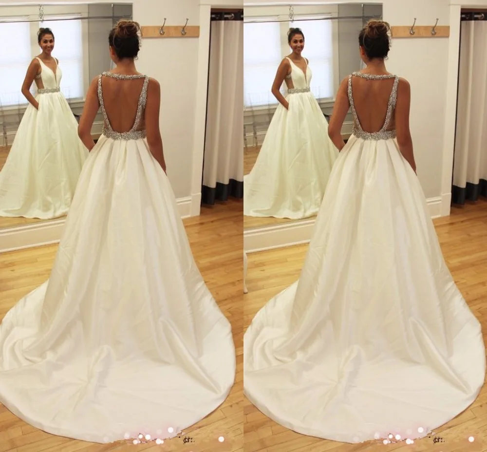 Простое Элегантное атласное свадебное платье А силуэта соблазнительное