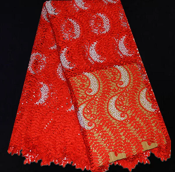 Lb22-1! Красный + белый! Африканская гипюр шнур кружевная ткань Вышивка растворимый