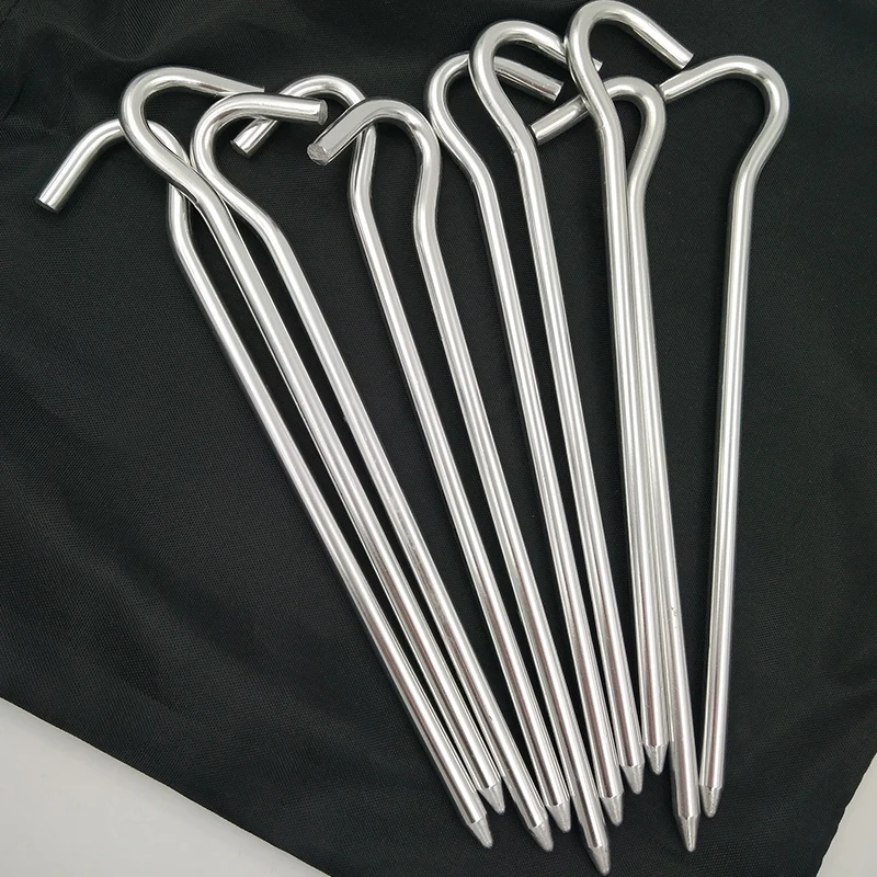 YOUGLE 10 Pcs/Lot 18cm Aluminum Tent Pegs Round Stake Alloy Silver Hiking Camping Outdoor Nails Accessories | Спорт и развлечения