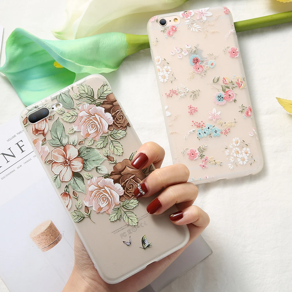KISSCASE модный сексуальный цветочный силиконовый чехол для iPhone 5S 6s Se 7 8 Plus 3D