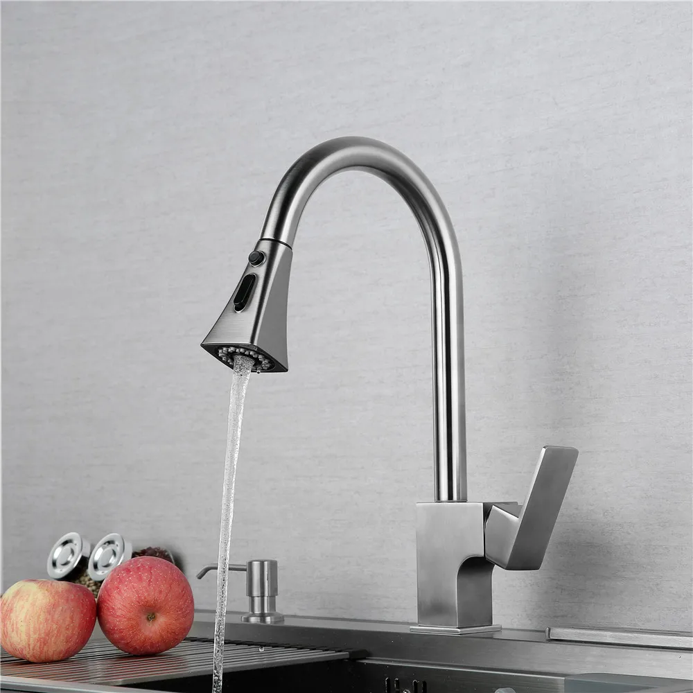 

kitchen faucets pull out handle shower hose kitchen tap extendable spray head stainless steel cold and hot contemporary sink new
