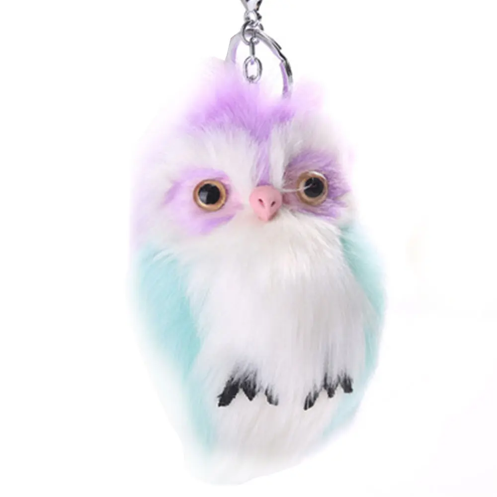 Imitation Rabbit Hair Key Ring Owl Pendant Ball Cute Animal Fur Bag Keychain | Украшения и аксессуары