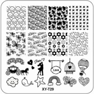 Rose Grass Acryl Square Nail Stamping Plates Flower Rainbow Smiley Face Image Manicure Art Template XY-T29 | Красота и здоровье