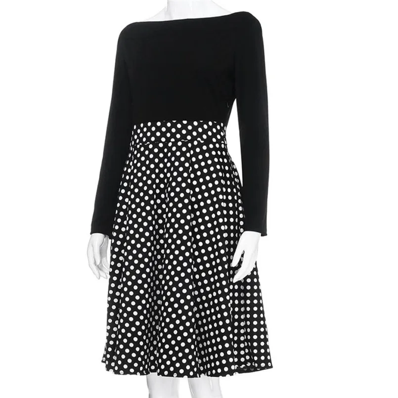Женское платье с вырезом лодочкой robe femme повседневное элегантное до колена