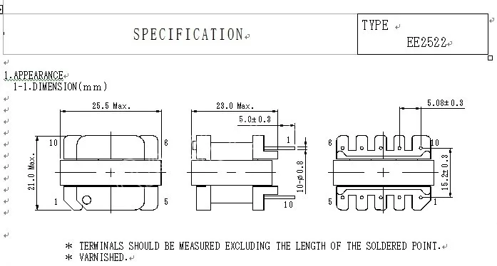 Импульсный источник питания EE25 магнитный ферритовый сердечник трансформатор