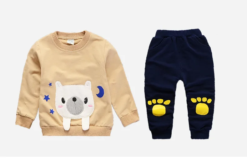 1 2 3 4 Year Boys Clothes Girls Clothing Set Long Sleeve Cartoon Shirt Pants Kids Spring Autumn Suits Casual Children Costume
