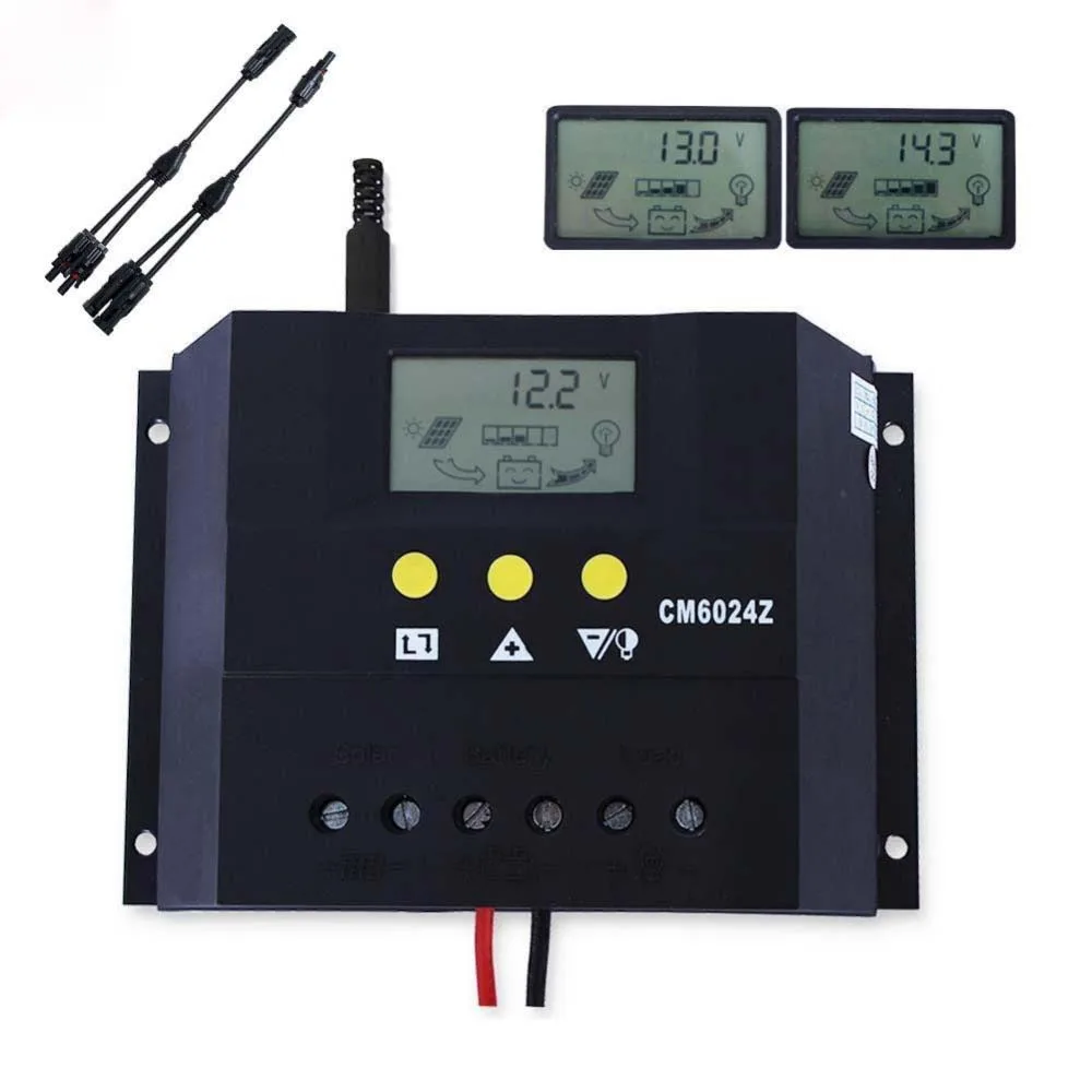 SUNYOBA PWM 60A контроллер солнечного заряда 12 В 24 в ЖК-дисплей регулятор удаленный