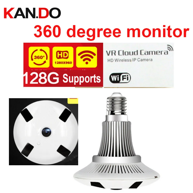 32 128 ГБ 2.0MP 360 панорама Wifi IP камера лампа видеонаблюдения cctv P2P VR ИК Ночное