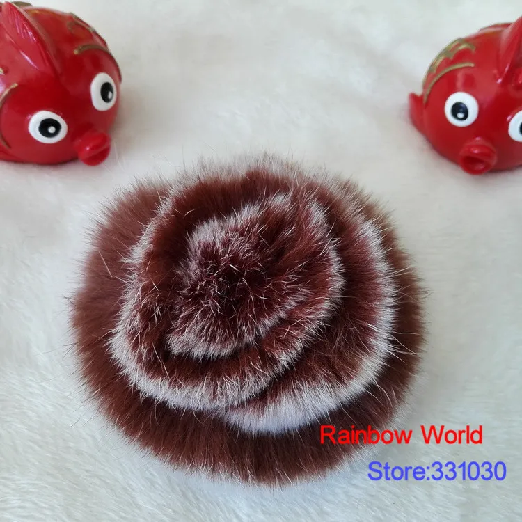 Free shipping Genuine Brown Rabbit hair Fur Rose flower Brooch for coat corsage Fashion DIY accessories 2 Pieces/lot | Дом и сад