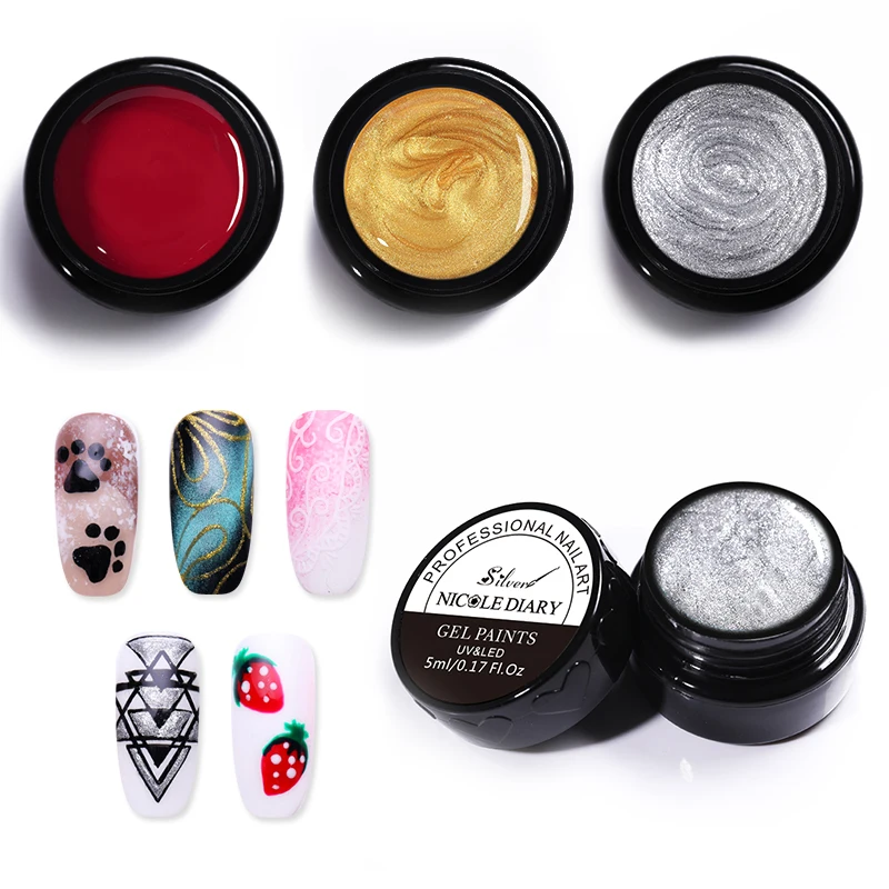 NICOLE DIARY 5ml Paint Gel 3D Nail Art Draw Painting UV soak-off Uv Polish for DIY Design | Красота и здоровье