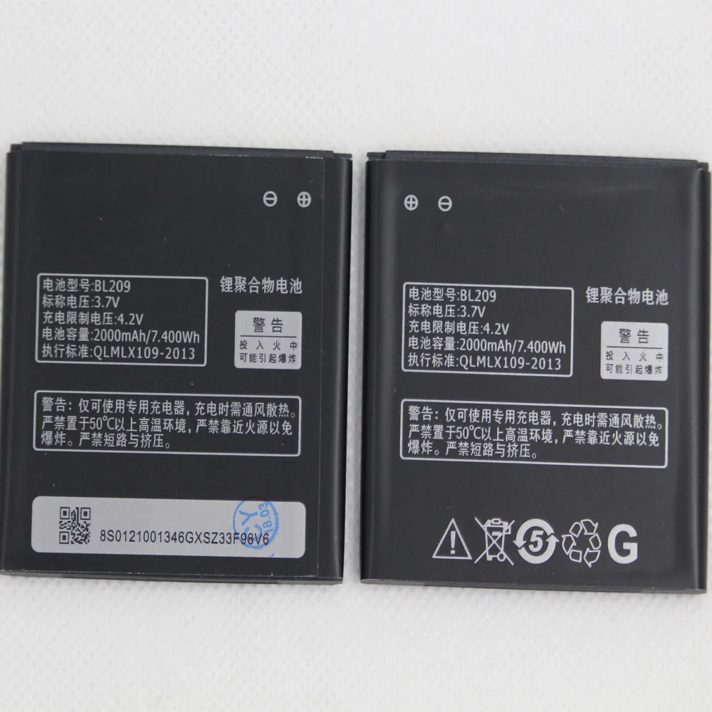 ISUNOO 20 шт./лот 2000 мАч BL209 Аккумулятор для Lenovo A706 A788T A820E A760 A516 A378T A398T запасные батареи