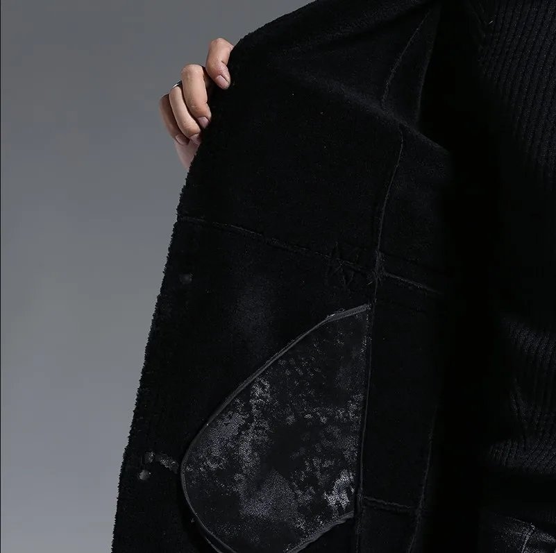 

2019 New Men's Fur one Hooded Real Leather Coat Long Men's Genuine Leather Winter jacket Male Raccoon fur collar sheepskin coat