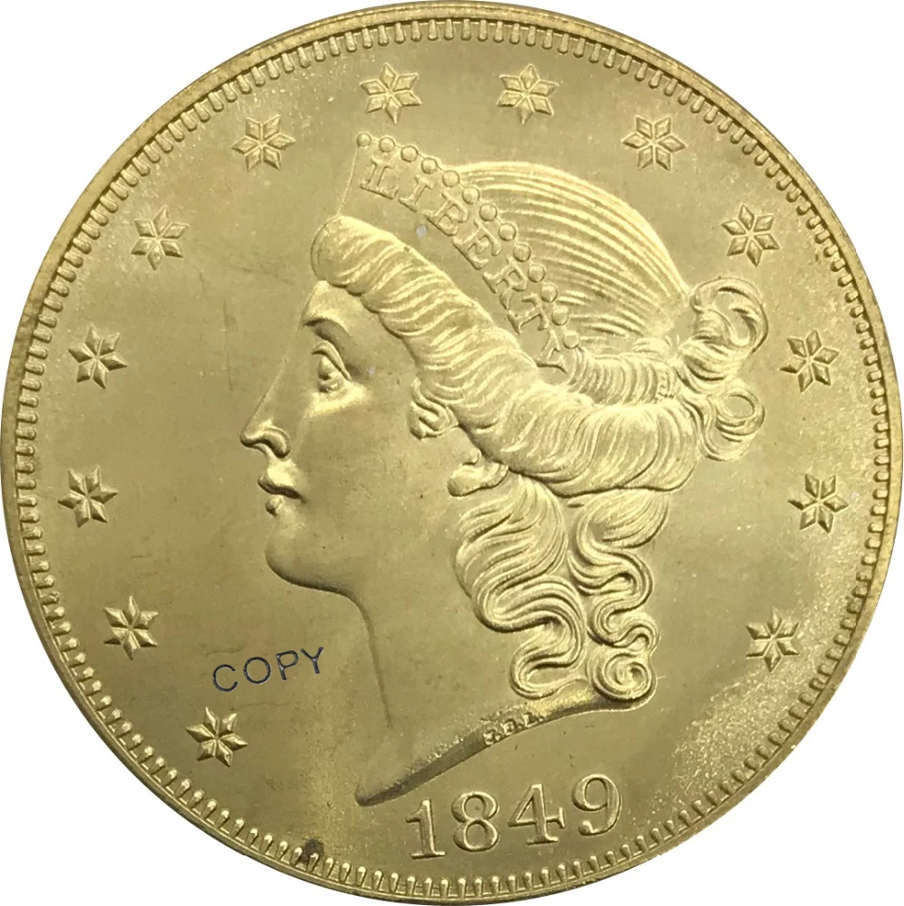 

Коллекционная латунная монета, 20 долларов США, 1849