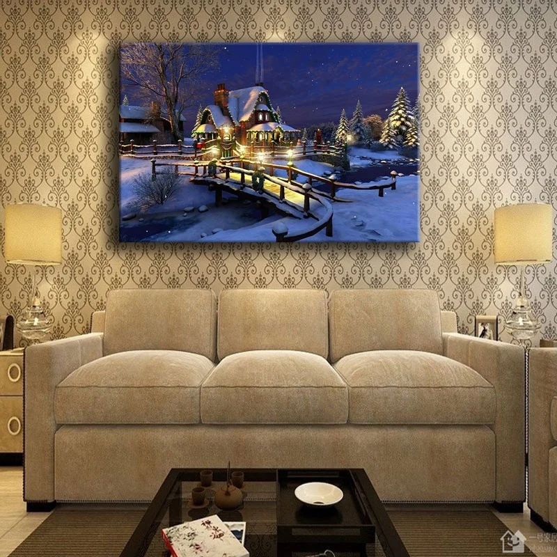 Декор для гостиной современные принты 1 штука прекрасный Рождественский домик