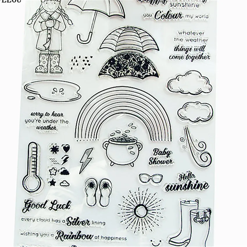 PANFELOU rain rainbow Transparent Silicone Rubber Clear Stamps cartoon for Scrapbooking/DIY Easter wedding album | Дом и сад