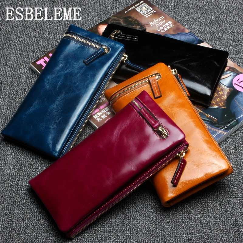 Известный бренд 2019 масло воск Для женщин большой кошелек Топ Класс из