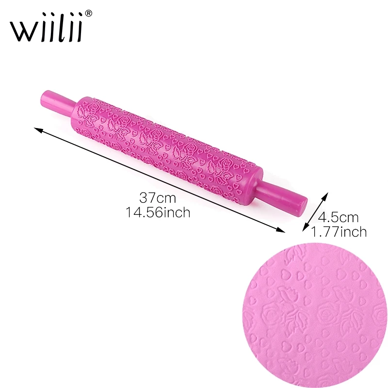 Pastic антипригарная помадка Скалка Инструмент Портативный рельефный Сердце