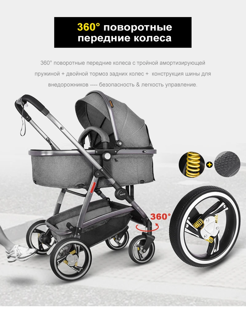 Besrey/Детская Коляска 2 в 1; Роскошная Складная коляска для новорожденных; коляска для малышей; коляска для младенцев с высоким пейзажем