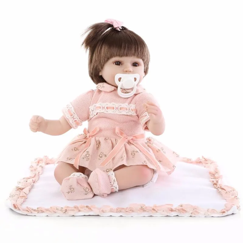 

16" 40cm Lovely Soft Silicone Vinyl Reborn Baby Doll Lifelike Accompany Sleep Newborn Doll for Girl Bedtime Toy Birthday Gift